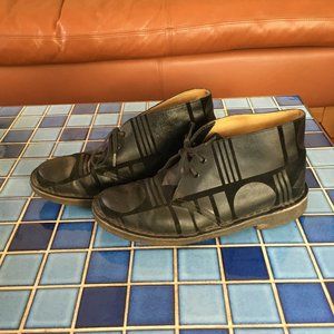 Clark's Patterned Desert Boots, Women's size 8.5, Black leather and suede.
